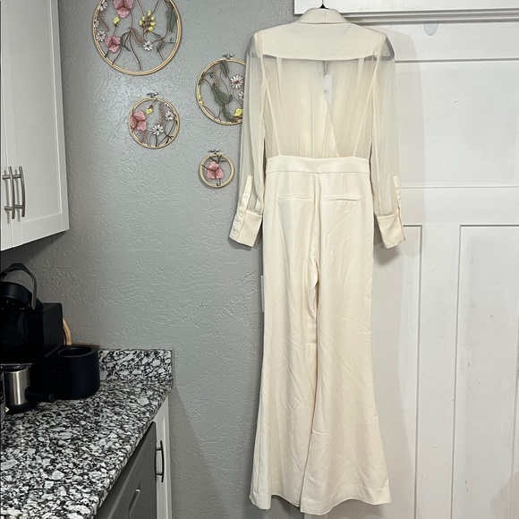 REISS LENNON SHEER SLEEVE TUX IVORY JUMPSUIT SIZE 0 - Picture 6 of 16